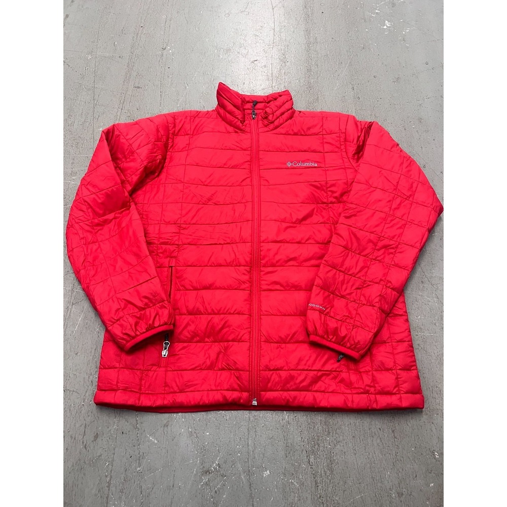 Columbia Omni-Heat Turbodown Jacket Men's Large Red Mock Neck Full Zip‎ Winter